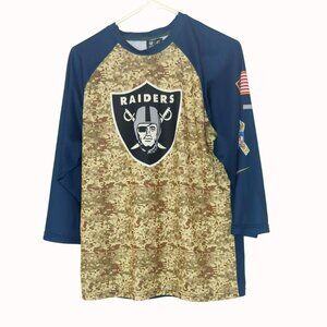 Nike Dri-Fit Las Vegas Raiders Raglan Shirt Mens L Camo Veterans Salute to Servi